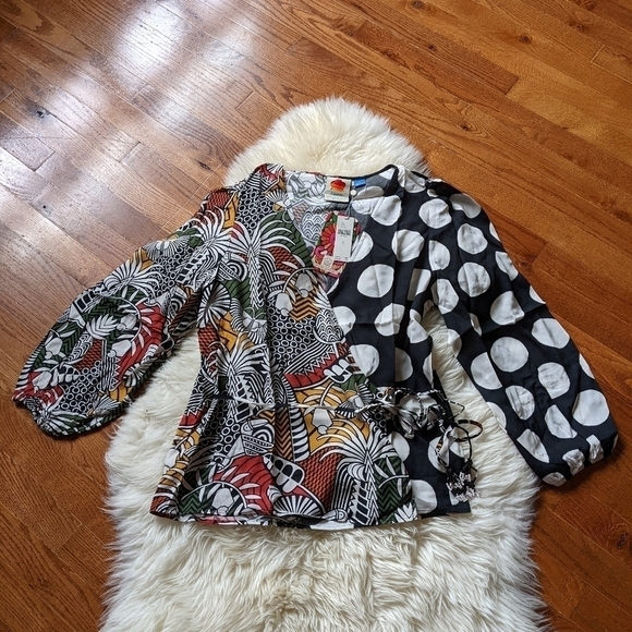 anthropologie farm Rio tropical print wrap top - Picture 5 of 10